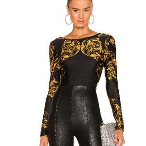 Stylish Black and Gold Women's Bodysuit
